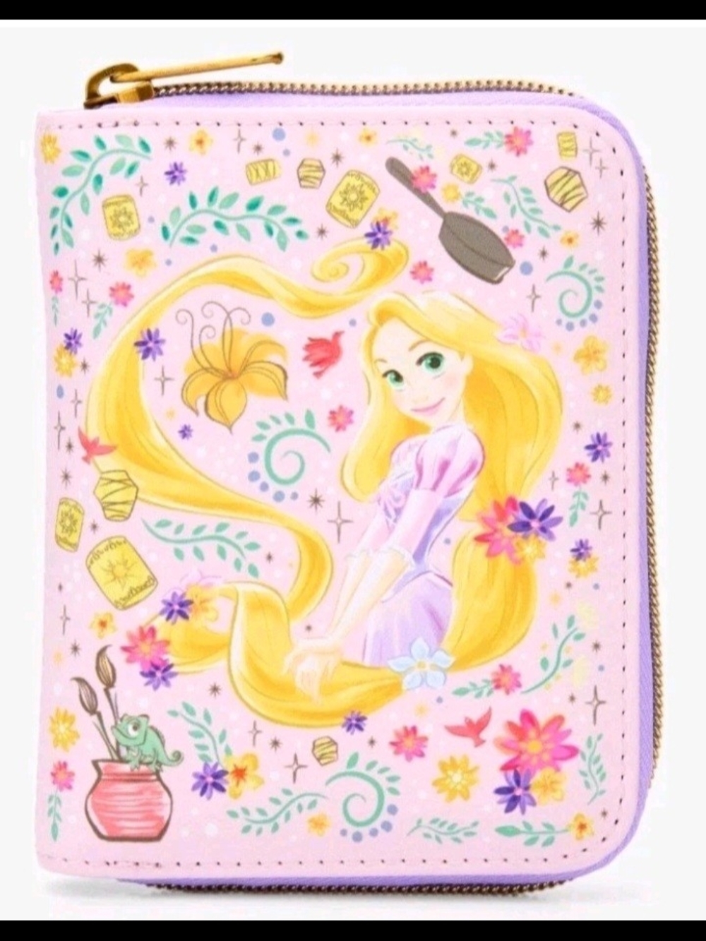 LOUNGEFLY Disney TANGLED Rapunzel Pink Zip-Around Wallet with Floral Print💗